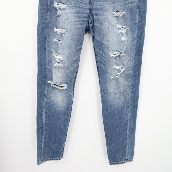 Abercrombie Fitch Jeans Blue Denim Distressed Ripped Boyfriend Mid Rise 0 25 - Picture 3 of 11